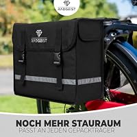 RADGEIST Fahrrad Doppeltasche für Gepäckträger I Gepäckträgertasche doppelt aus wasserabweisendem Material I Fahrradtasche Gepäcktasche 40L (Schwarz, 40L) – Ansicht 2
