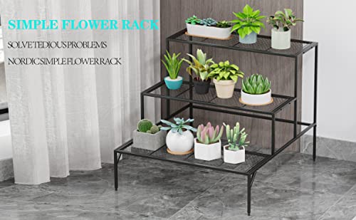 Plant Stand Indoor Outdoor - 3 Tier Metal Tall Plant Stands - Ladder Plant Holder Shelf - Multiple Planter Organizer Shelves - Flower Pot Display Rack For Living Room, Balcony, Garden, Patio, Black #TOP4