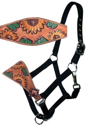 Showman Leather Bronc Halter w Hand Painted Sunflower & Cactus Design! New Horse TACK!