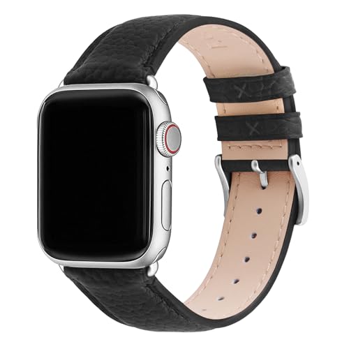 Ya en manzanajugosa.com: Fullmosa Correa para Apple Watch, Correas de Cuero Genuino Compatible con Apple Watch SE Series 8 Series 7/6/5/4/3/2/1/Se/Se2, Negro + hebilla de Plata,38mm/40mm/41mm