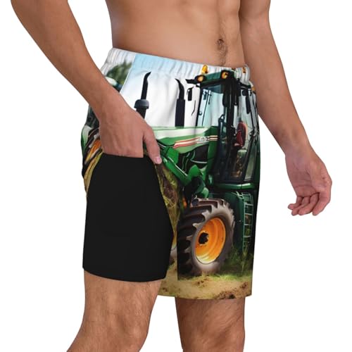 Company Farm Tractor Print Mens Swim Trunks Stretch Beach Shorts Quick Dry Pockets No-Chafing Board Shorts3