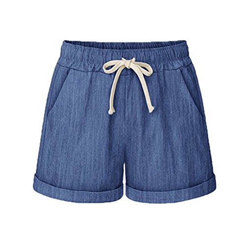 Leinen Shorts Damen Sommer Kurze Hosen Frauen Hot Pants High Waist Lose Stretch Beach Shorts Große Größen Cover