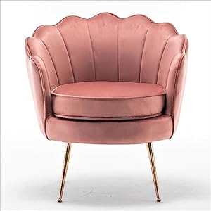 Velvetbarrelaccentchairwithscallopedsilhouetteandgoldmetallegsdecorativepiecesuitablefortraditionalmodernandcontemporaryspacesrose Urban Country Home Decor Velvet barrel accent chair with scalloped silhouette and gold metal legs decorative piece suitable for traditional modern and contemporary spaces rose urban country home decor