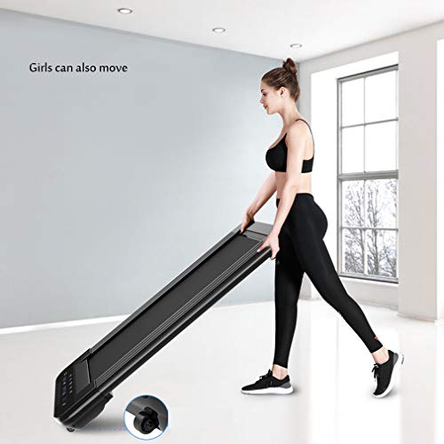 Image of Motorised Flat Treadmill Noise Reduction Electric Running Machine Portable Walking Equipment with Pulley for Home Gym