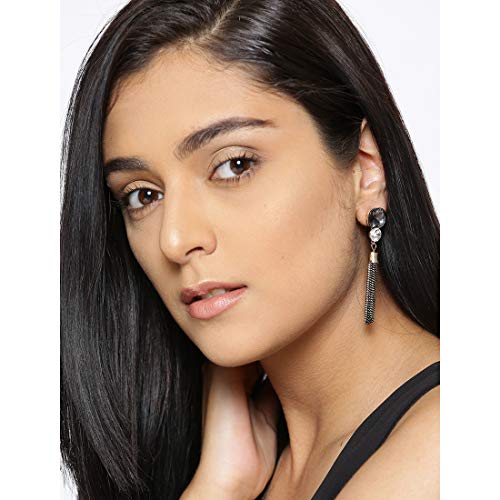 Luxuria Crystal & American Diamond Chain Drop Earrings