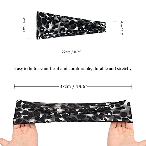 Image of DRESHOW Yoga Running Leopard Headbands for Women Elastic Non-Slip Headbands Sports Workout Hair Bands 16 Pack