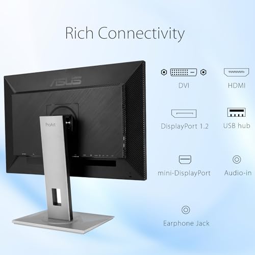 Image of ASUS ProArt 27 inch WQHD Monitor, IPS Display, 100% sRGB, Calman Verified, Ergonomic Stand | DisplayPort | HDMI | DVI-D Mini DP | USB Hub, Eye Care, Ergonomic Tilt Height Pivot Swivel Adjustable Stand