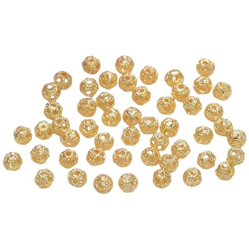100 cuentas espaciadoras redondas de 4 mm para hacer collares, joyas, cuentas separadoras de cuentas de color dorado y plateado, accesorio de bricolaje
