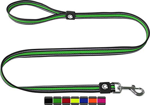 DDOXX Correa Perro Air Mesh, Reflectante, Acolchado, Lazo de Mano, 120 cm | Muchos Colores & Tamaños | para Perros Pequeño, Mediano y Grande | Accesorios Gato Cachorro | Verde, M, empapadores