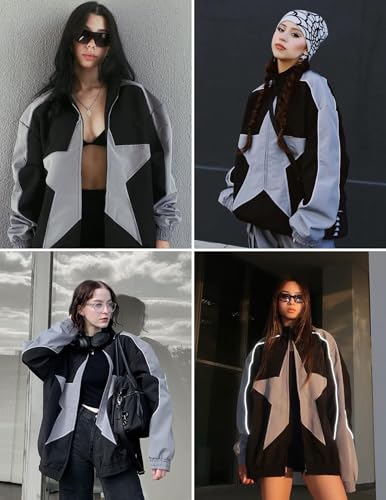 Aelfric Eden Reflective Stripe Star Zipper Jacket Graphic Oversized Lightweight Jacket Casual Comfy Soft Coats2