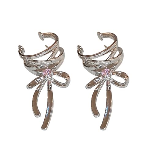 Boucles d'oreilles en ruban argenté au design chic et avant-garde