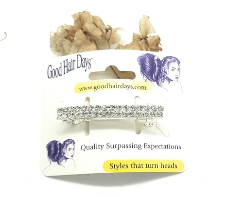 Good Hair Days 2.25" Crystal Hair Bling French Style Silver Barrette Clip