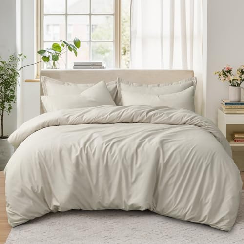 Tifschlaf King Size Duvet Cover Sets - Kingsize Bedding Set with 2 Pillowcases - Ultrasoft Brushed Microfiber Quilt Bed Cover with Zip Fastening, Beige Cream (230x220)
