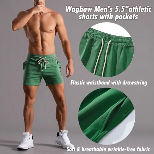 Image of Men 5.5 /7 Inch Cotton Sweat Shorts Men Cotton Workout Short with Pockets