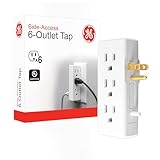 GE 6-Outlet Extender, Side Access Wall Tap, 3-Prong, Multiple Plug, Vertical Power Splitter, Cruise Essentials, Use for Home Office School Dorm Garage, White, 54543
