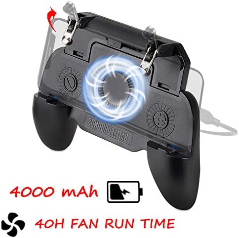 PUBG Mobile Controller 4000mAh, COCASES Power Bank Cooling Fan L1R1 Phone Trigger Game Joystick Grip Gamepad for 4.5-6.5'' Phone