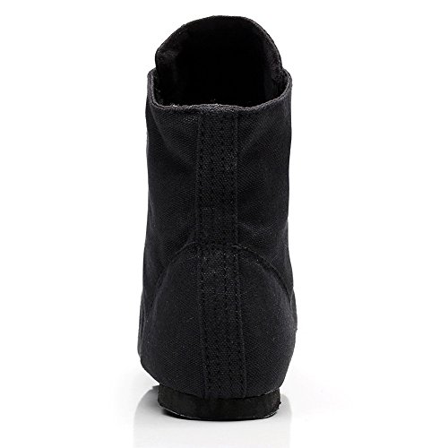 Yoyodance Lace-Up Canvas Dance Shoes Flat Practice Dancing Jazz Boots For Men Women (Us8, Black) #TOP7