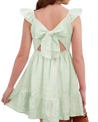 Stelle Girls Flutter Sleeve Tie Back Dress, Pastel Green, 4-5T