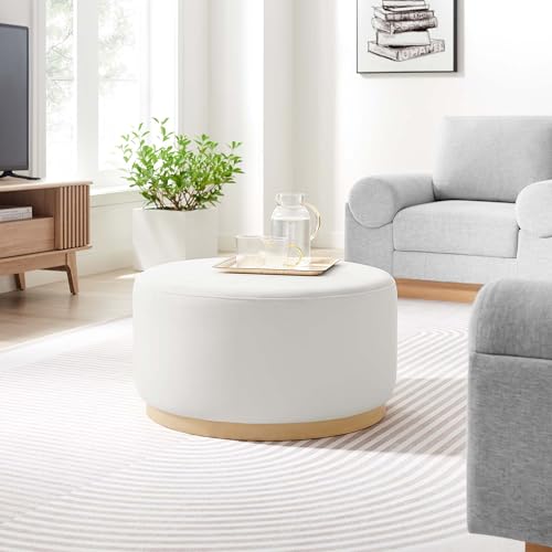 Modway Large 29" Round Performance Velvet Upholstered Upholstered Ottoman by Modway - Used condition - Image 4