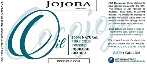 Jojoba Oil Gallon – Organic 100% Pure & Natural Cold Pressed Extra Virgin Golden Jojoba Oil Bulk (128 Oz / 1 Gal.) Moisturizer For Hair Skin Nail And Beard – Premium Grade Massage Oil #TOP1