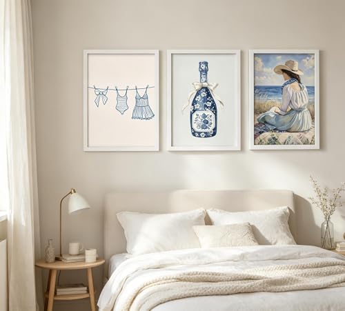 6pcs Coastal Granddaughter Wall Art Beach Hydrangea Painting Picture Wall Decor Blue Preppy Poster Prints for Girl Dormitory Bedroom Home Decoration 8x10inch Unframed by DULASI - Image 8