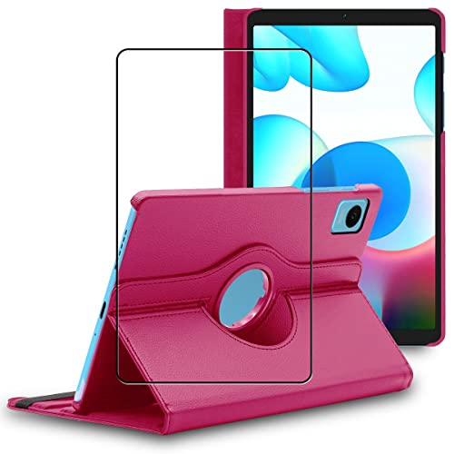ebestStar - Funda para Realme Pad Mini 8.7 (2022), Carcasa Capa Giratoria, 360 Protectora, Cuero PU Soporte, Rosa + Cristal Templado