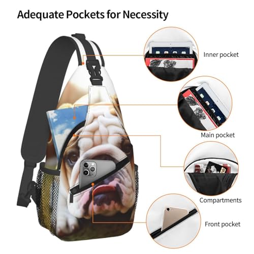 Bolso cruzado para hombre mochila diagonal con diseño bulldog miniatura 4