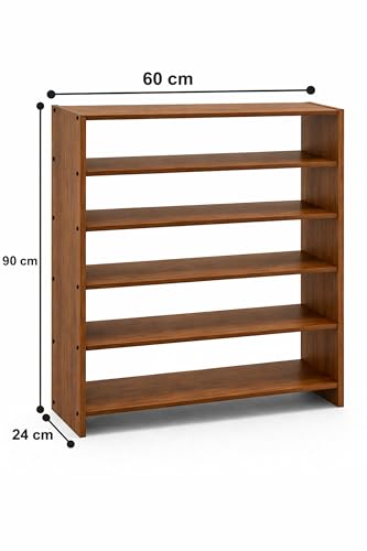Image of Enigmatic Woodworks Wooden Shoe Rack for Home, Shoes Chappal Slippers Organizer Stand, Small Shoerack Organiser DIY (Do it Yourself) (SR-6T Walnut)