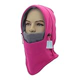 UNIQME Winter Balaclava Face Mask For Men Women and Children, Fleece Windproof Ski Face Mask, Balaclava Hood Keep Cheeks, Nose, Chin, Neck Warm For Outdoor Activities Grey&Rose Red