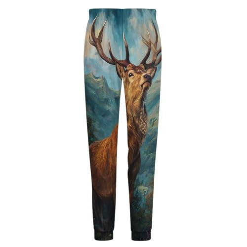 Deers Stands in Wilderness Men's Pajama Pants Lounge Pant Sleepwear PJ Bottoms4