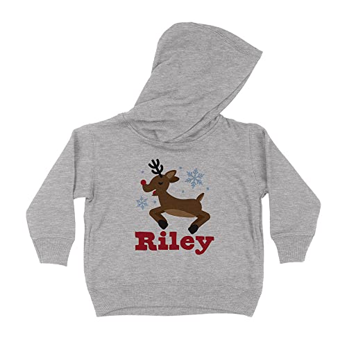 Reindeer Riley Christmas Kids Hoodie Sweatshirt Toddler 5T Heather Grey