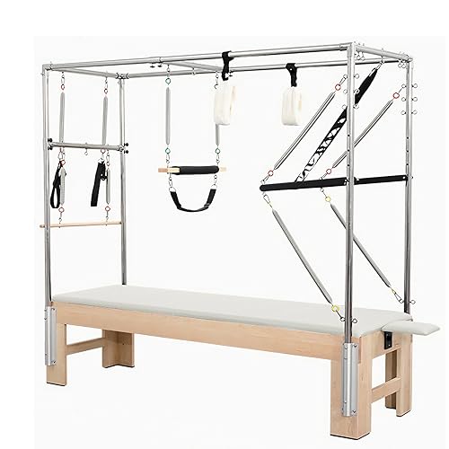 SwAcch Vintage Wooden Pilates Cadillac Equipment for Home Studio Pilates Machine for Workouts,White
