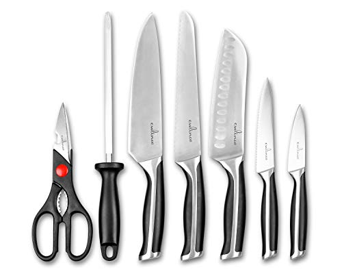 Culina® Pro 7-Piece German-Steel Forged Knife Set With Wood Storage Block And 5-Inch Utility Knife #TOP1