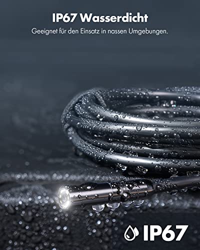 Anykit EndoskopKamera, USB-Inspektionskamera mit 8 LED-Lichtern, Boreskop mit 10 Meter halbstarrem...