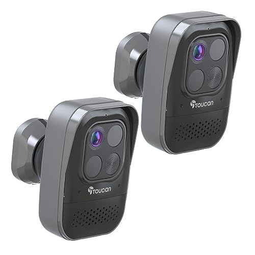 Toucan Wireless Outdoor Home Security Cameras, Waterproof, Night Vision, Motion Sensor, 2-Way Audio, Alexa & Google, No Subscription 2 Pack #TOP24
