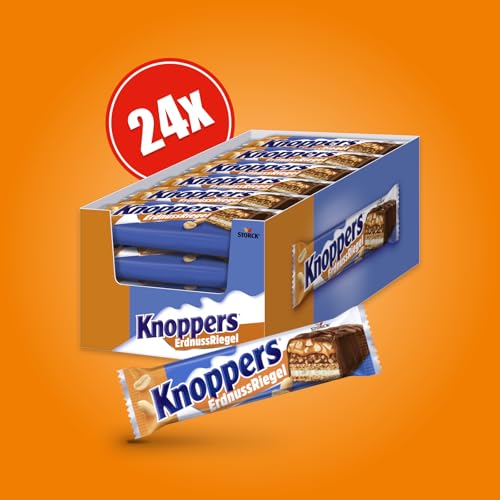 Knoppers ErdnussRiegel – 24 x 40 g – Schokoriegel mit Milch- und Erdnusscreme, gehackten salzigen Erdnüssen, Karamell und Vollmilchschokolade 2