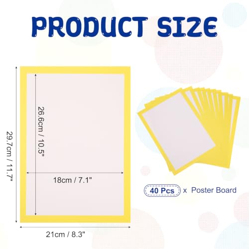 PATIKIL 11.7 x 8.3Inch Color Frame Poster Board, 40Pcs Poster Paper Frame Bright Blank Picture Photo Display Vision Board for Project DIY Craft Painting Art Pieces Decoration, Yellow - Image 2