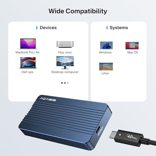 Image of ACASIS 40Gbps M.2 NVMe SSD Enclosure, TBU 405 for M1 M2 Pro /Max, Compatible with 、USB4 /USB3.2 /3.1 /3.0 /2.0, M.2 Enclosure Support 2280 /2260 /2242 /2230 (TBU405)