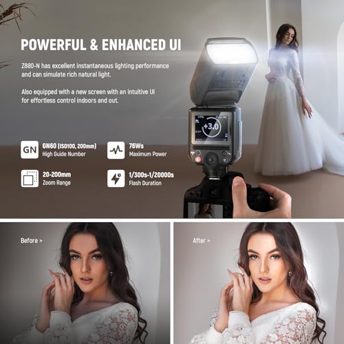 Image of NEEWER Z880-N 2.4G 76Ws i-TTL Camera Flash Speedlite Compatible with Nikon, Compatible with Godox, Upgraded UI Adjustable Modeling Lamp TTL /M Quick Switch TCM Key 1 /8000s HSS 3000mAh 600 Full Power