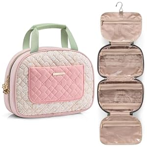 Vlando Preppy Gifts for Girl，Travel Toiletry Bag for Girls Women,Birthday Gift Mother’s Day Gifts,Travel Hanging Makeup Bag Double Zipper for Girlfriend, Wife,Anniversary, Preppy