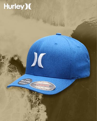 Image of Hurley Mens Baseball Cap - Moisture Wicking Curved Brim Flexfit Fitted Hats for Men with H2O-Dri Sweatband (Sizes: S-XL)