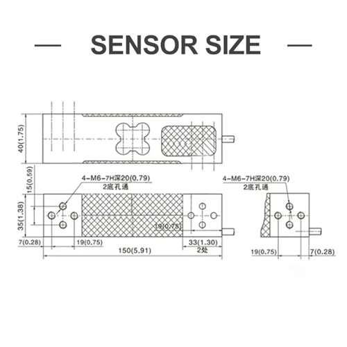 Transductor de peso L6E-C3 sensor de báscula de plataforma aluminio 150kg 4