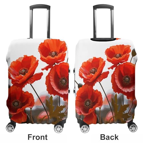 Anti-Scratch Luggage Cover Poppy Flowers Vivid Petals Printed Luggage Case Protector Washable Suitcase Covers Elastic Suitcase Protector for Size XL (30-32 inch) Luggage3