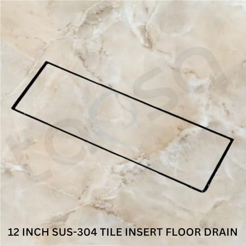 Image of Tapsa Tile Insert Floor Drain | 304 Stainless Steel | Invisible Shower Drain Channel | Shower Drain Channel |Water Drain Channel | Floor Drain with Cockroach Trap | Anti-Rust. (SS Matte, 12X4)