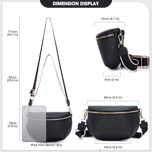 Kleine Damen Umhängetaschen,Elegant Bauchtasche Damen,Umhängetasche aus Veganes PU Leder,Crossbody Bag Damen,RFID Blockierung Kartenschlitz Brusttasche mit Verstellbar Abnehmbar Breiter Gurt – Bild 4
