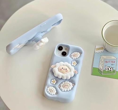 Image of Dezet Back Cover Compatible with iPhone 14 Plus Soft Silicone 3D Cute Cartoon Cover, Aesthetic Full Protective Case Cover Girls & Women (Blue)