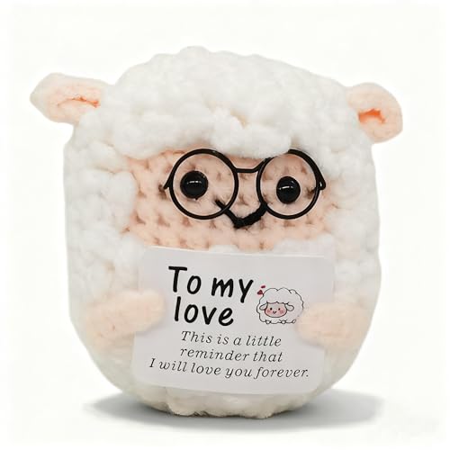 Ovejas de ganchillo con tarjeta To My Love, un regalo romántico para novio o novia