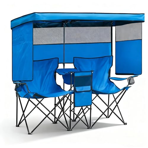 WTVIDAS Double Beach Chair with Canopy Shade Heavy...