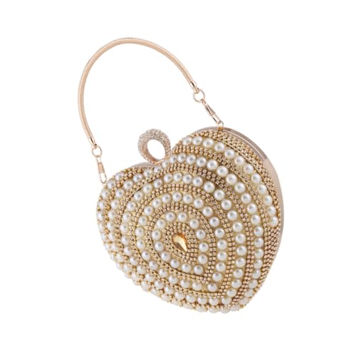 Sac de soirée luxueux en forme de cœur orné de métal or