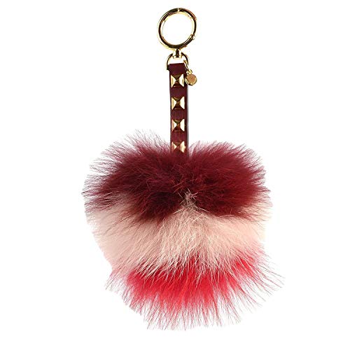 Michael Kors Womens Lollipop Fox Fur Pom Fashion Keychain Red O/S